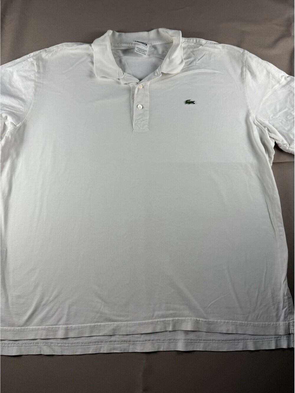 Lacoste 100% Cotton Solid Short Sleeve Collared Golf Polo White Men's L
